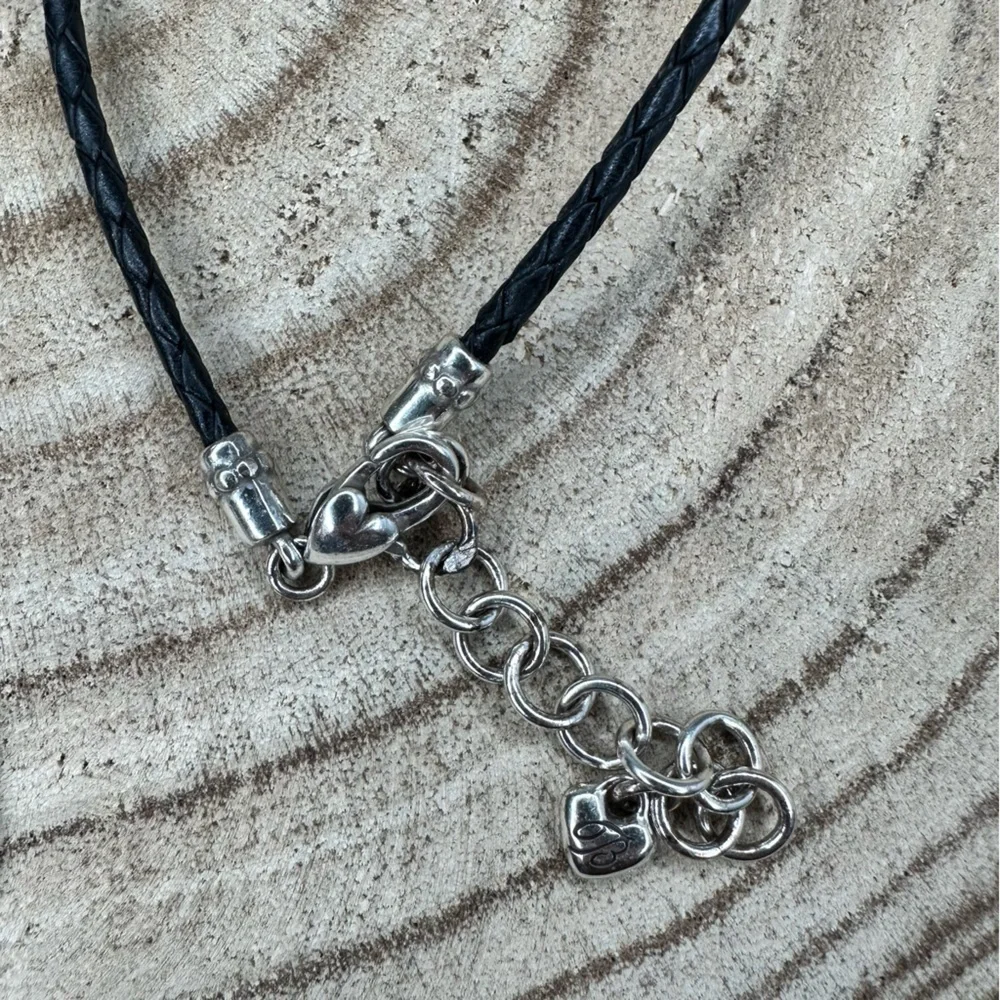 Brighton Lariat Necklace Black and Silver Pendant Necklace